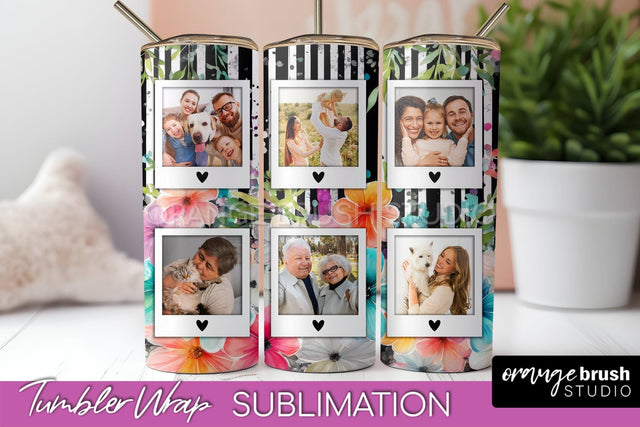 Photo Tumbler Wrap, Floral Picture Frame Tumbler Sublimation Sublimation OrangeBrushStudio 