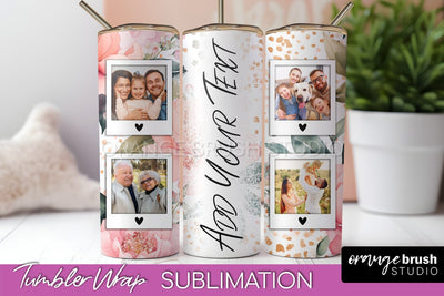 Photo Tumbler Wrap, Floral Picture Frame Tumbler Sublimation Sublimation OrangeBrushStudio 