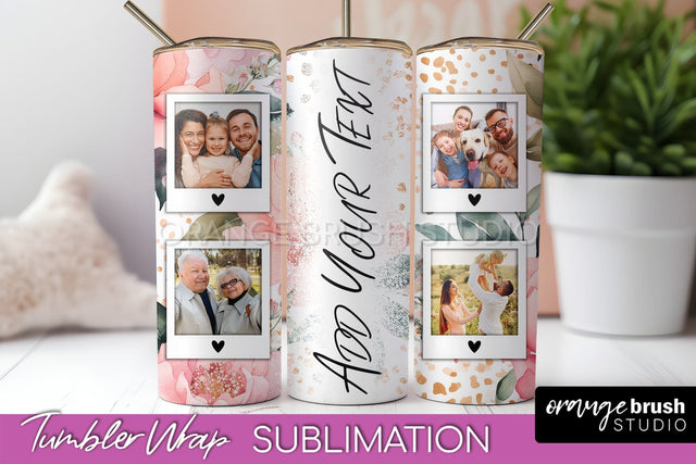 Photo Tumbler Wrap, Floral Picture Frame Tumbler Sublimation Sublimation OrangeBrushStudio 