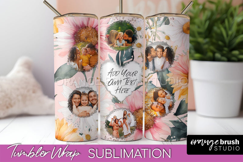 Photo Tumbler Wrap, Floral Picture Frame Tumbler Sublimation Sublimation OrangeBrushStudio 