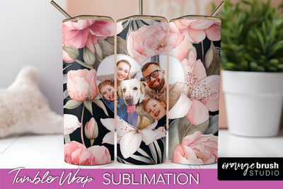 Photo Tumbler Wrap, Floral Picture Frame Tumbler Sublimation Sublimation OrangeBrushStudio 