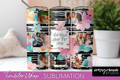 Photo Tumbler Wrap, Floral Picture Frame Tumbler Sublimation Sublimation OrangeBrushStudio 