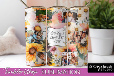 Photo Tumbler Wrap, Floral Picture Frame Tumbler Sublimation Sublimation OrangeBrushStudio 