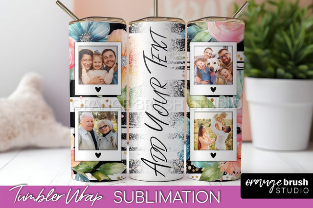Photo Tumbler Wrap, Floral Picture Frame Tumbler Sublimation Sublimation OrangeBrushStudio 