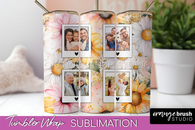 Photo Tumbler Wrap, Floral Picture Frame Tumbler Sublimation Sublimation OrangeBrushStudio 