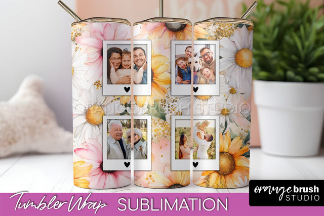 Photo Tumbler Wrap, Floral Picture Frame Tumbler Sublimation Sublimation OrangeBrushStudio 