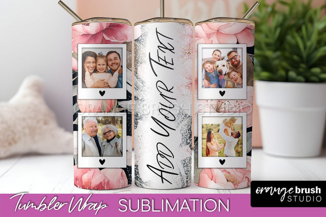 Photo Tumbler Wrap, Floral Picture Frame Tumbler Sublimation Sublimation OrangeBrushStudio 