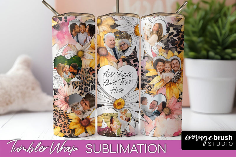 Photo Tumbler Wrap, Floral Picture Frame Tumbler Sublimation Sublimation OrangeBrushStudio 