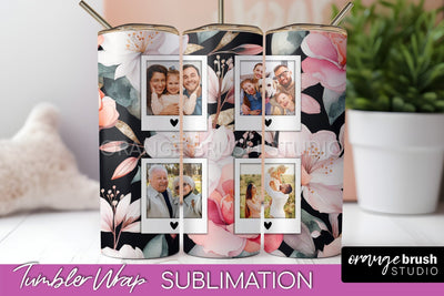 Photo Tumbler Wrap, Floral Picture Frame Tumbler Sublimation Sublimation OrangeBrushStudio 