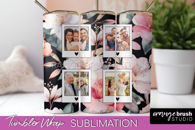 Photo Tumbler Wrap, Floral Picture Frame Tumbler Sublimation Sublimation OrangeBrushStudio 