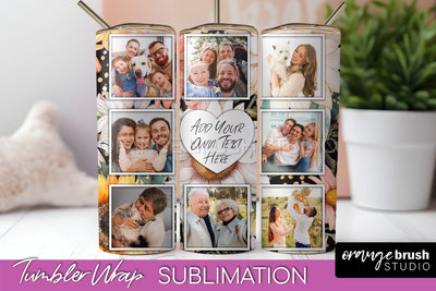 Photo Tumbler Wrap, Floral Picture Frame Tumbler Sublimation Sublimation OrangeBrushStudio 