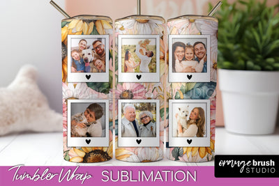 Photo Tumbler Wrap, Floral Picture Frame Tumbler Sublimation Sublimation OrangeBrushStudio 