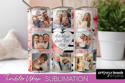 Photo Tumbler Wrap, Floral Picture Frame Tumbler Sublimation Sublimation OrangeBrushStudio 
