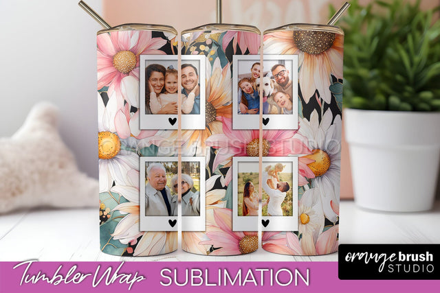 Photo Tumbler Wrap, Floral Picture Frame Tumbler Sublimation Sublimation OrangeBrushStudio 