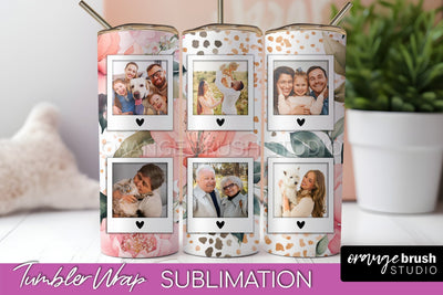 Photo Tumbler Wrap, Floral Picture Frame Tumbler Sublimation Sublimation OrangeBrushStudio 