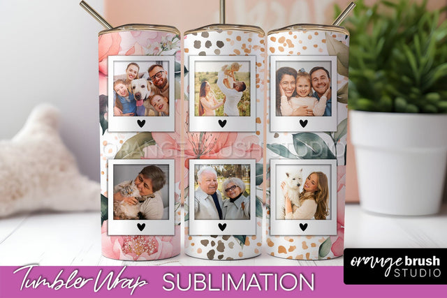 Photo Tumbler Wrap, Floral Picture Frame Tumbler Sublimation Sublimation OrangeBrushStudio 