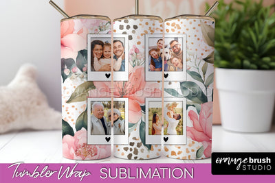 Photo Tumbler Wrap, Floral Picture Frame Tumbler Sublimation Sublimation OrangeBrushStudio 