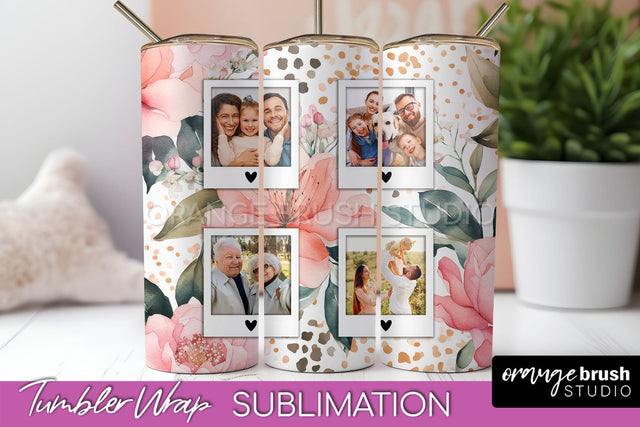 Photo Tumbler Wrap, Floral Picture Frame Tumbler Sublimation Sublimation OrangeBrushStudio 