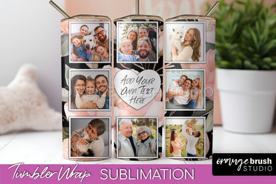 Photo Tumbler Wrap, Floral Picture Frame Tumbler Sublimation Sublimation OrangeBrushStudio 