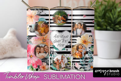 Photo Tumbler Wrap, Floral Picture Frame Tumbler Sublimation Sublimation OrangeBrushStudio 