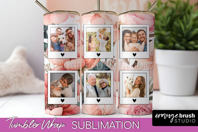 Photo Tumbler Wrap, Floral Picture Frame Tumbler Sublimation Sublimation OrangeBrushStudio 