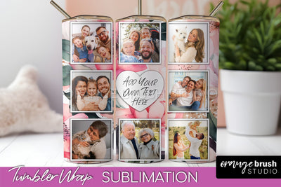 Photo Tumbler Wrap, Floral Picture Frame Tumbler Sublimation Sublimation OrangeBrushStudio 