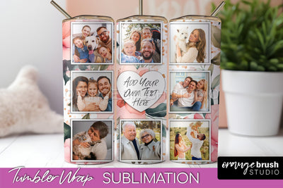 Photo Tumbler Wrap, Floral Picture Frame Tumbler Sublimation Sublimation OrangeBrushStudio 