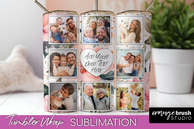 Photo Tumbler Wrap, Floral Picture Frame Tumbler Sublimation Sublimation OrangeBrushStudio 