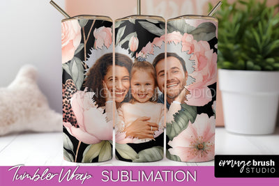 Photo Tumbler Wrap, Floral Picture Frame Tumbler Sublimation Sublimation OrangeBrushStudio 