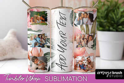Photo Tumbler Wrap, Floral Picture Frame Tumbler Sublimation Sublimation OrangeBrushStudio 