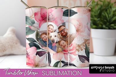 Photo Tumbler Wrap, Floral Picture Frame Tumbler Sublimation Sublimation OrangeBrushStudio 