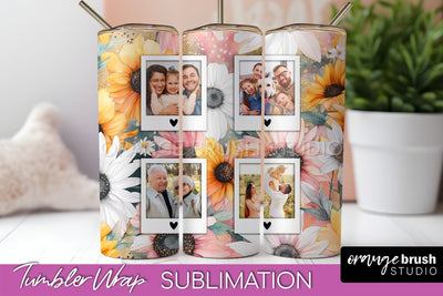 Photo Tumbler Wrap, Floral Picture Frame Tumbler Sublimation Sublimation OrangeBrushStudio 