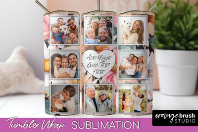 Photo Tumbler Wrap, Floral Picture Frame Tumbler Sublimation Sublimation OrangeBrushStudio 