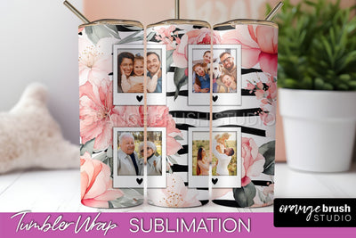 Photo Tumbler Wrap, Floral Picture Frame Tumbler Sublimation Sublimation OrangeBrushStudio 