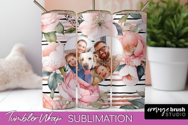 Photo Tumbler Wrap, Floral Picture Frame Tumbler Sublimation Sublimation OrangeBrushStudio 