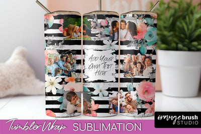 Photo Tumbler Wrap, Floral Picture Frame Tumbler Sublimation Sublimation OrangeBrushStudio 