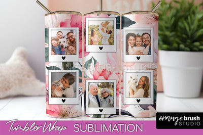Photo Tumbler Wrap, Floral Picture Frame Tumbler Sublimation Sublimation OrangeBrushStudio 