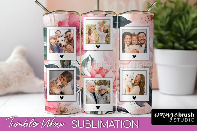 Photo Tumbler Wrap, Floral Picture Frame Tumbler Sublimation Sublimation OrangeBrushStudio 