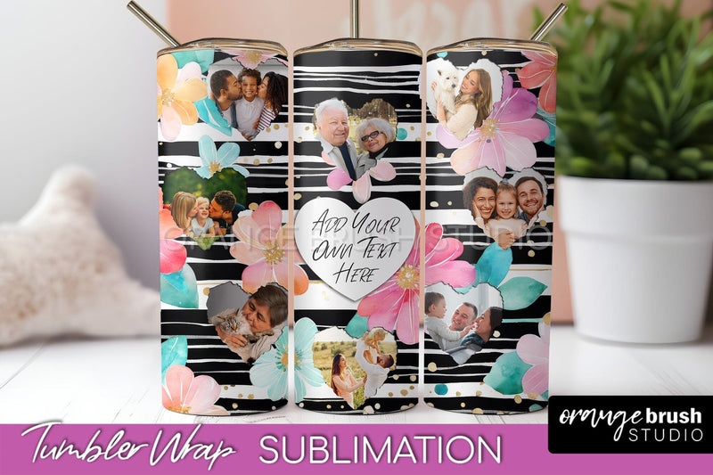 Photo Tumbler Wrap, Floral Picture Frame Tumbler Sublimation Sublimation OrangeBrushStudio 