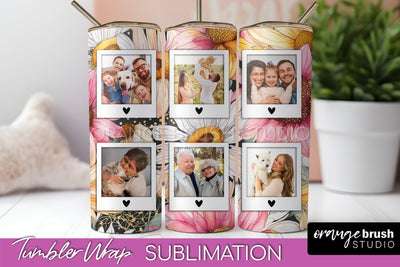 Photo Tumbler Wrap, Floral Picture Frame Tumbler Sublimation Sublimation OrangeBrushStudio 