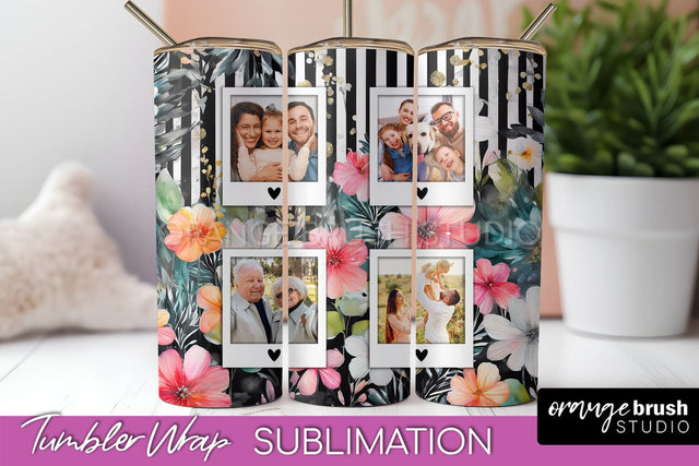 Photo Tumbler Wrap, Floral Picture Frame Tumbler Sublimation Sublimation OrangeBrushStudio 