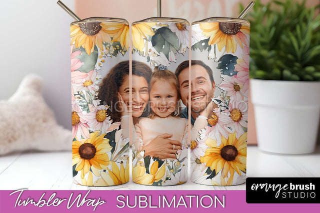 Photo Tumbler Wrap, Floral Picture Frame Tumbler Sublimation Sublimation OrangeBrushStudio 