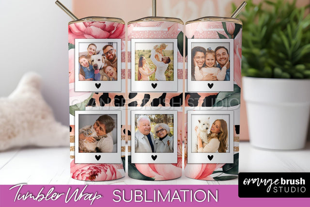 Photo Tumbler Wrap, Floral Picture Frame Tumbler Sublimation Sublimation OrangeBrushStudio 
