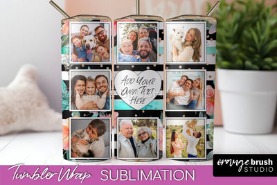 Photo Tumbler Wrap, Floral Picture Frame Tumbler Sublimation Sublimation OrangeBrushStudio 