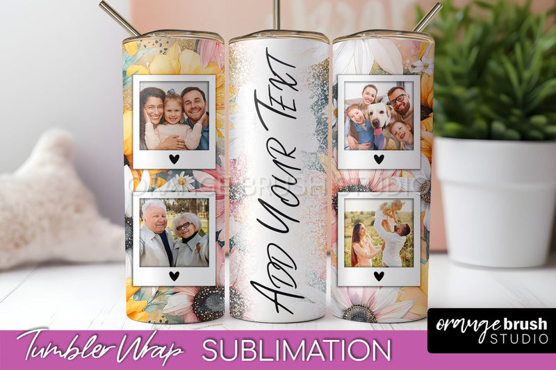 Photo Tumbler Wrap, Floral Picture Frame Tumbler Sublimation Sublimation OrangeBrushStudio 