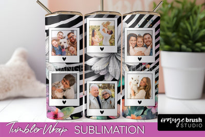 Photo Tumbler Wrap, Floral Picture Frame Tumbler Sublimation Sublimation OrangeBrushStudio 