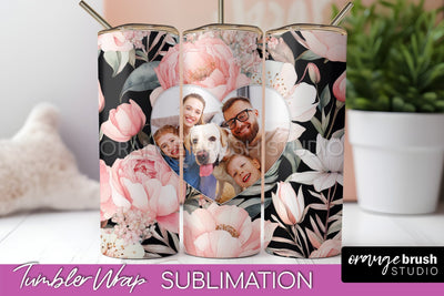 Photo Tumbler Wrap, Floral Picture Frame Tumbler Sublimation Sublimation OrangeBrushStudio 