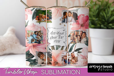 Photo Tumbler Wrap, Floral Picture Frame Tumbler Sublimation Sublimation OrangeBrushStudio 