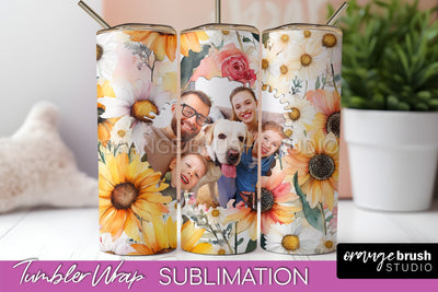 Photo Tumbler Wrap, Floral Picture Frame Tumbler Sublimation Sublimation OrangeBrushStudio 