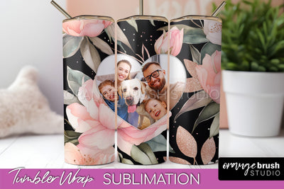 Photo Tumbler Wrap, Floral Picture Frame Tumbler Sublimation Sublimation OrangeBrushStudio 